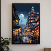 Urban Dreamscape: Futuristic East Asian City Poster