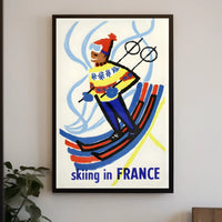 Skiing Adventure Art: Vibrant Ski Motion Travel Poster PosterGoat