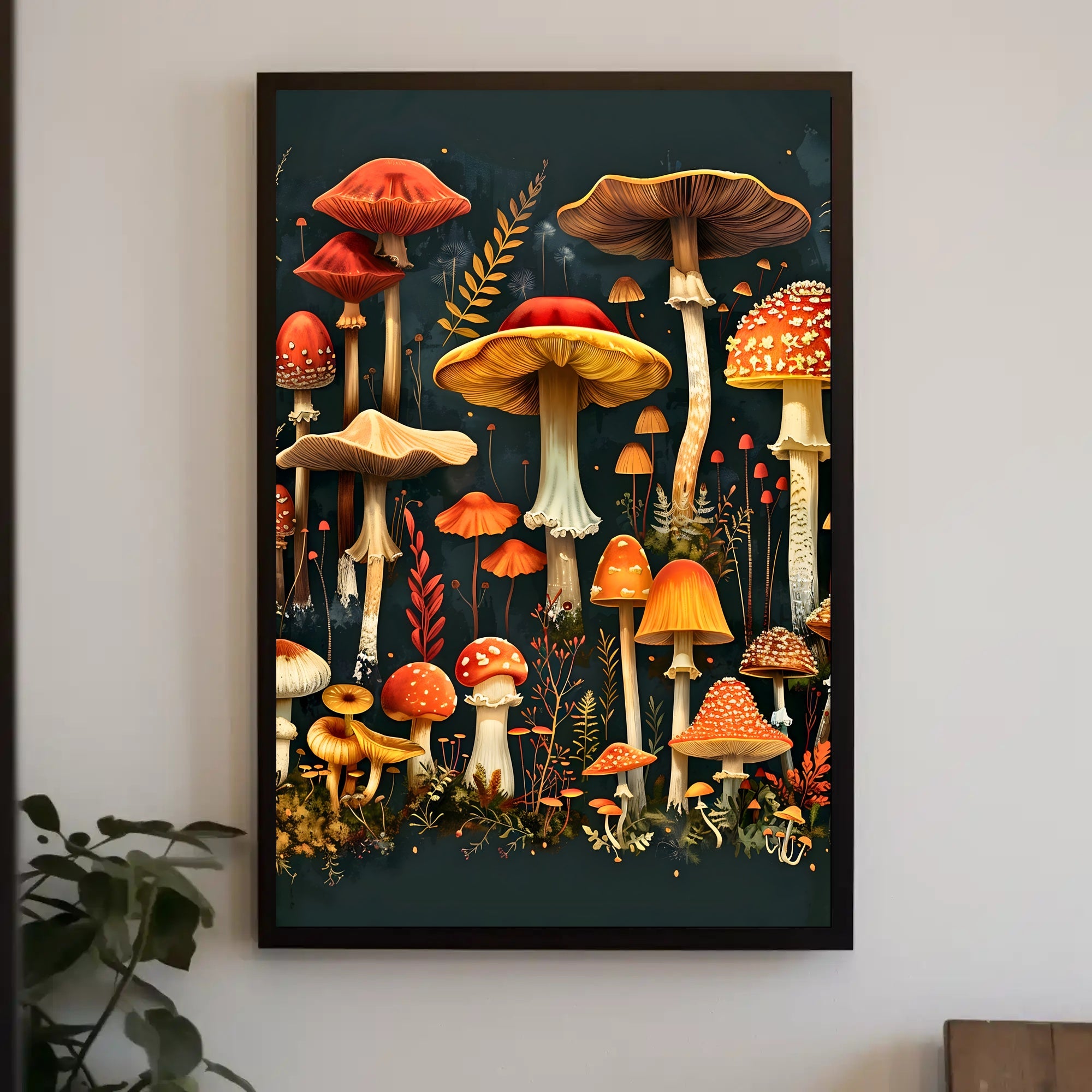 Enchanted Fungi Forest William Morris Art Poster