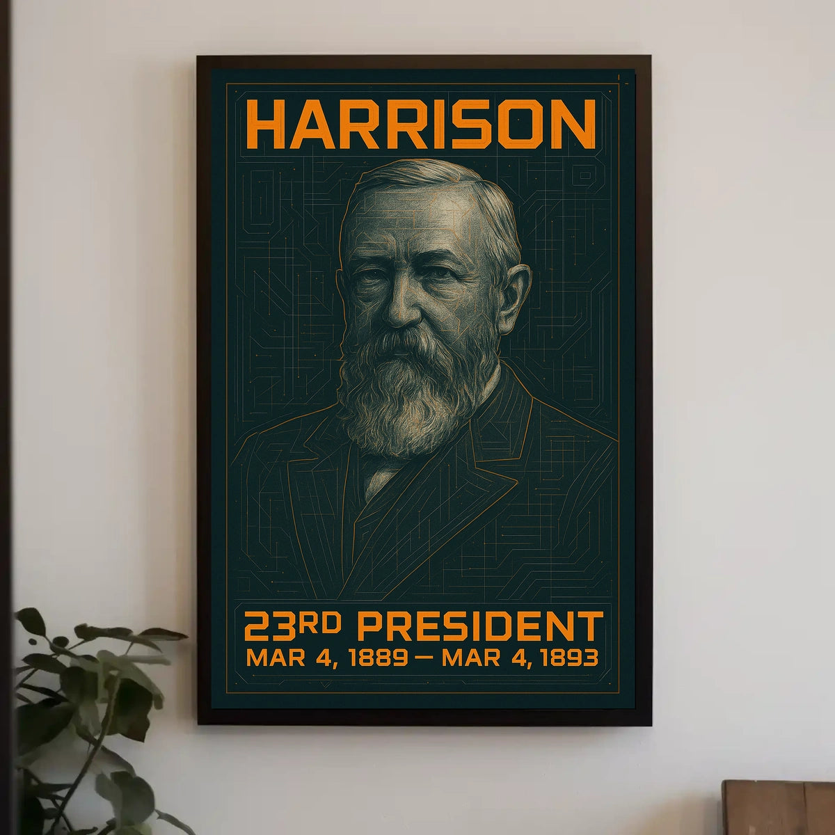 Benjamin Harrison 23rd President of the United States Techno Schematic Poster