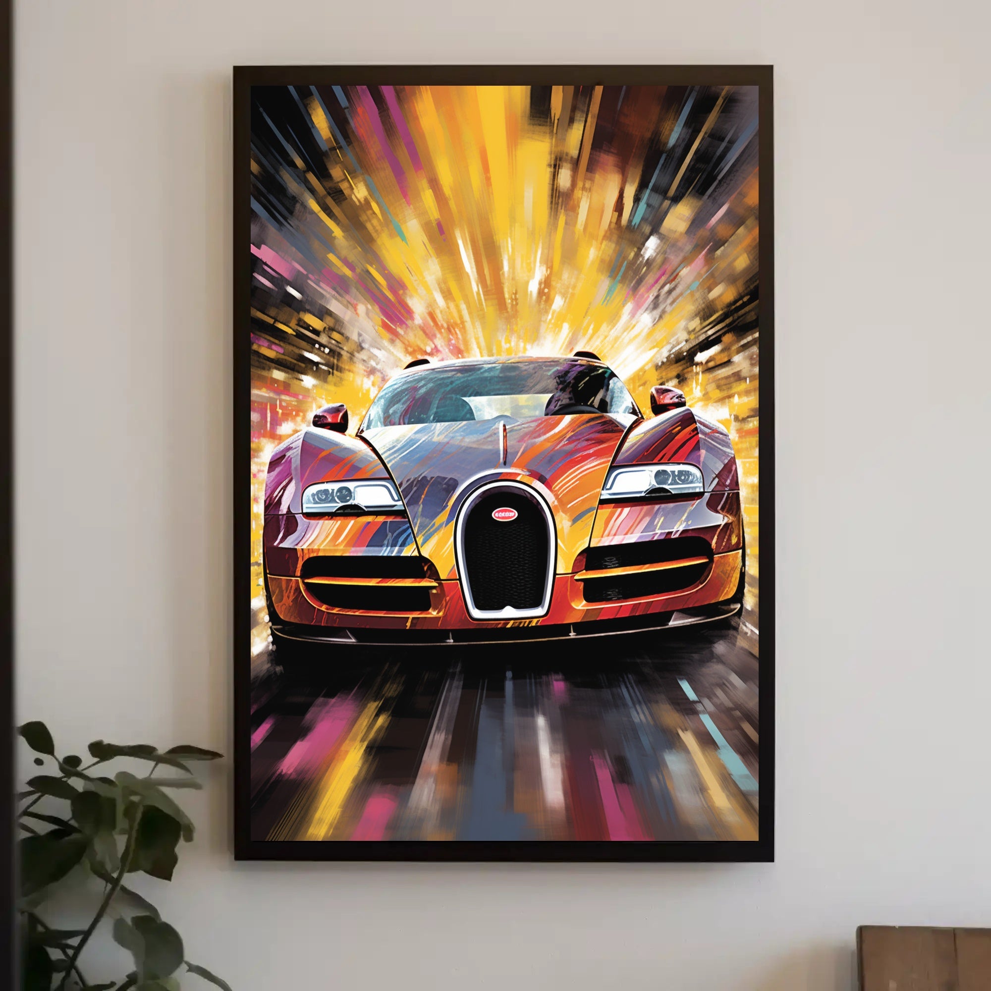 Fiery Sports Car Speed Chase Poster