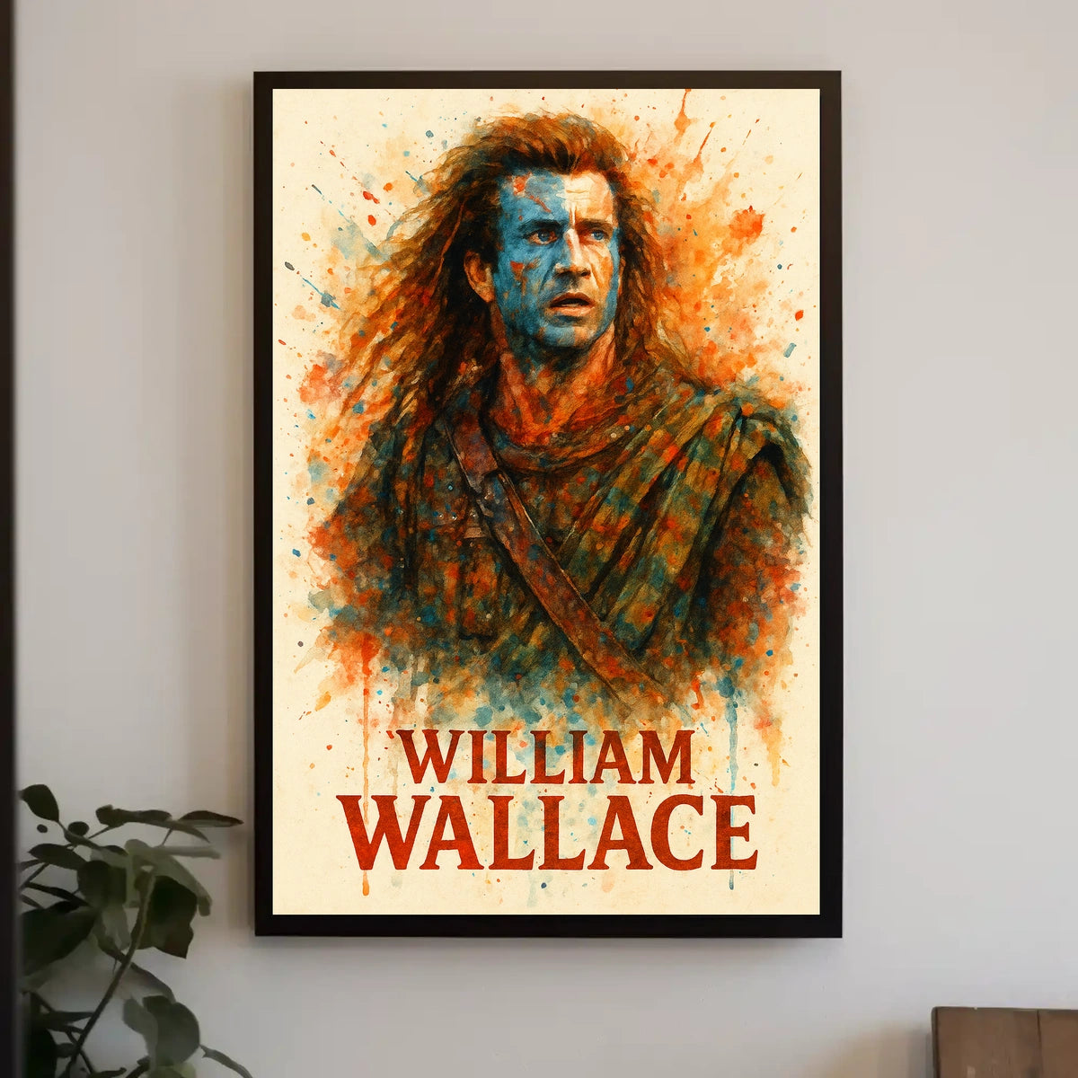 Medieval Scottish Warrior Art Poster: Bold Watercolor Print