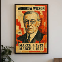 Woodrow Wilson 28th President of the United States Layered paper Collage Poster