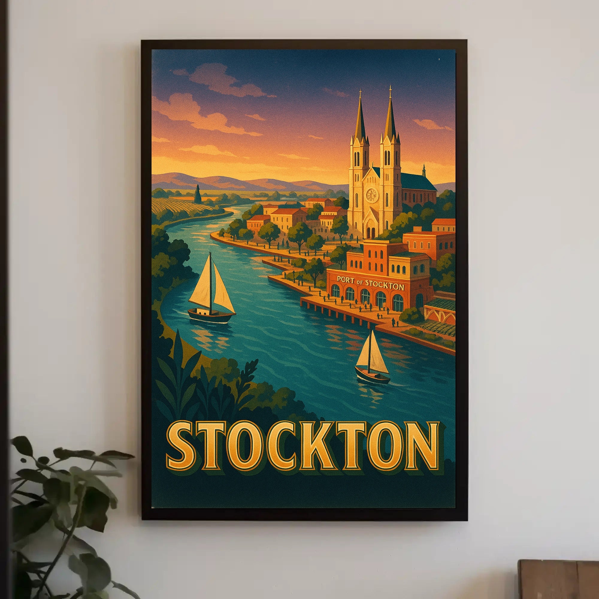 Stockton Vintage Travel Poster