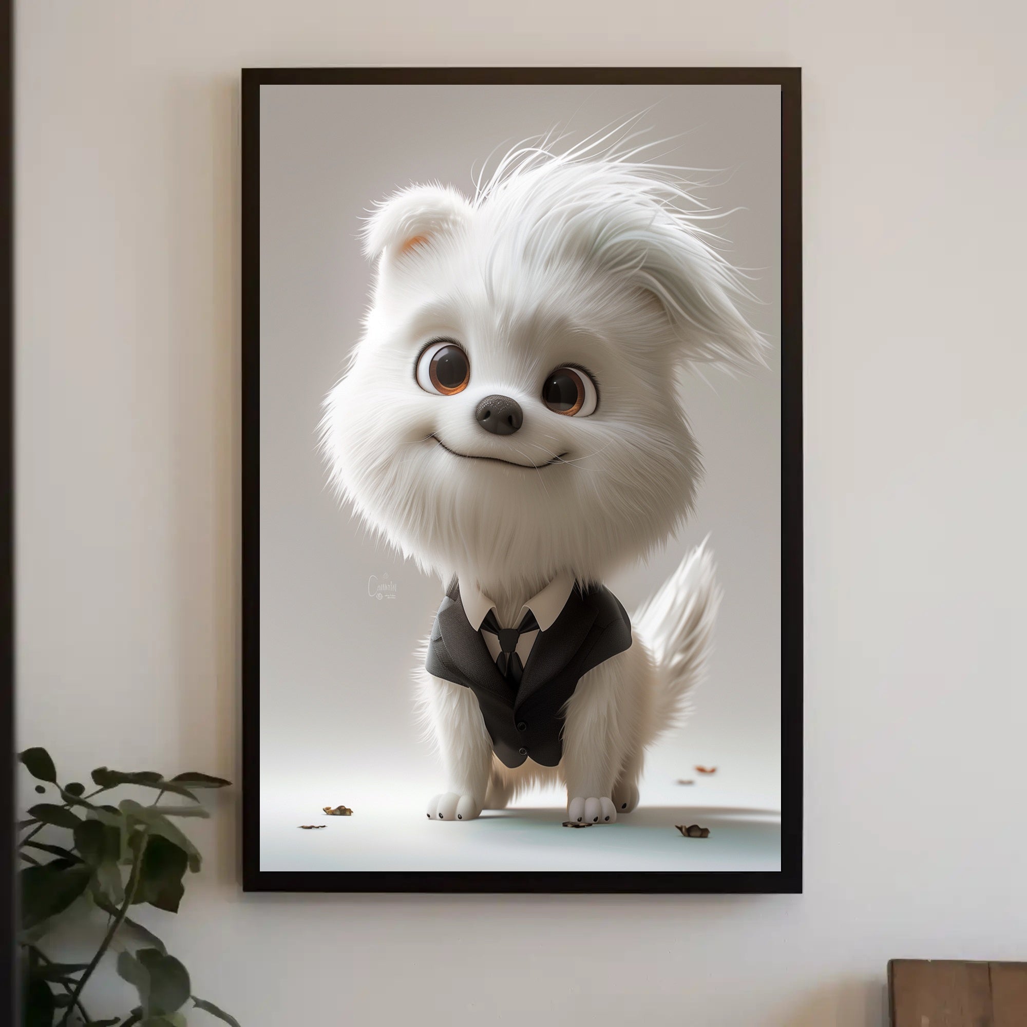 Cute Cartoon Dog in Suit Animal Poster PosterGoat
