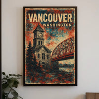 Vancouver Washington Vintage Travel Souvenir Poster