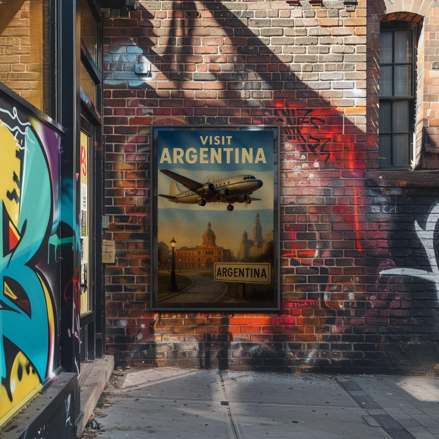 Visit Argentina Buenos Aires Airplane Flight Travel Poster