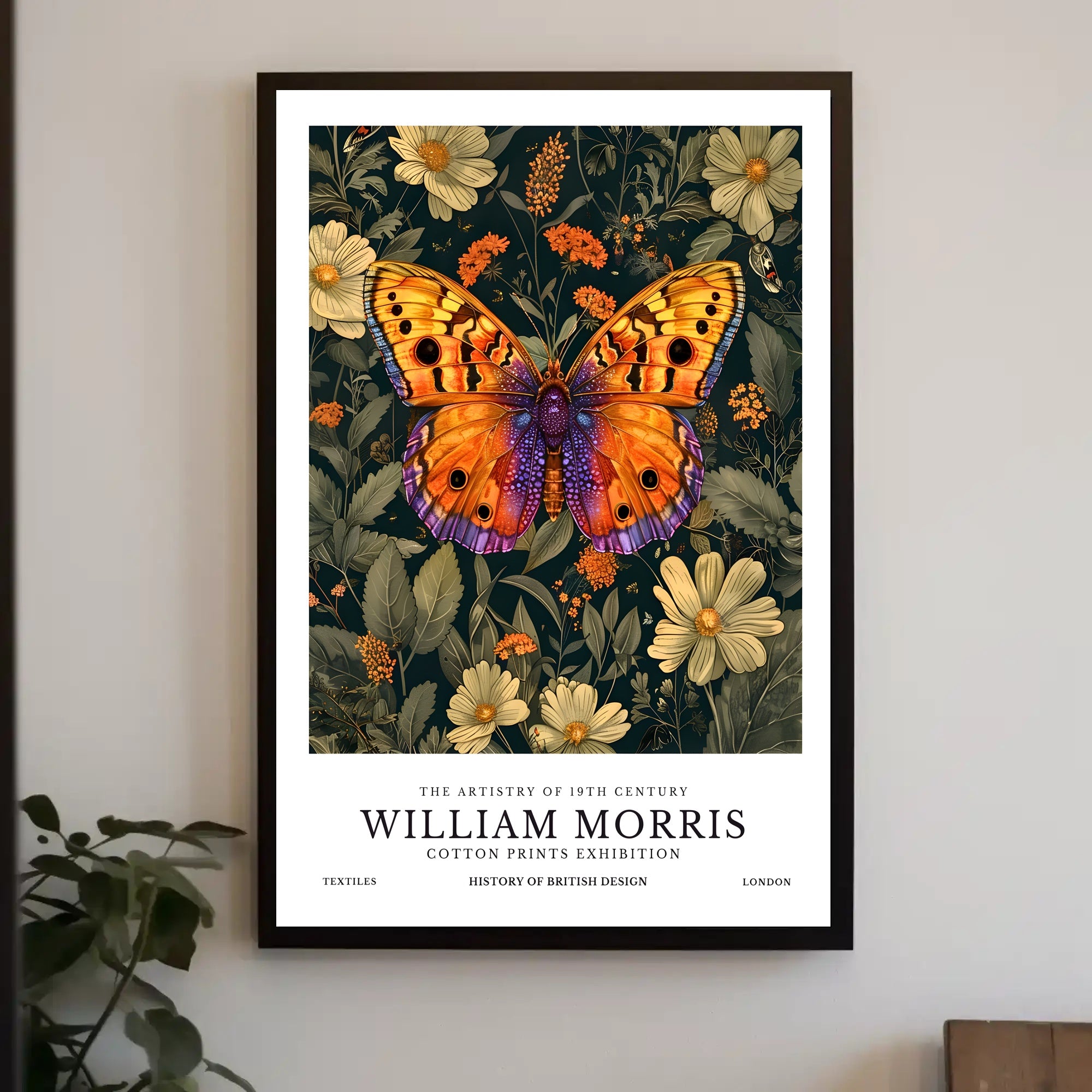 William Morris Butterfly Botanical Heritage Artistic Poster