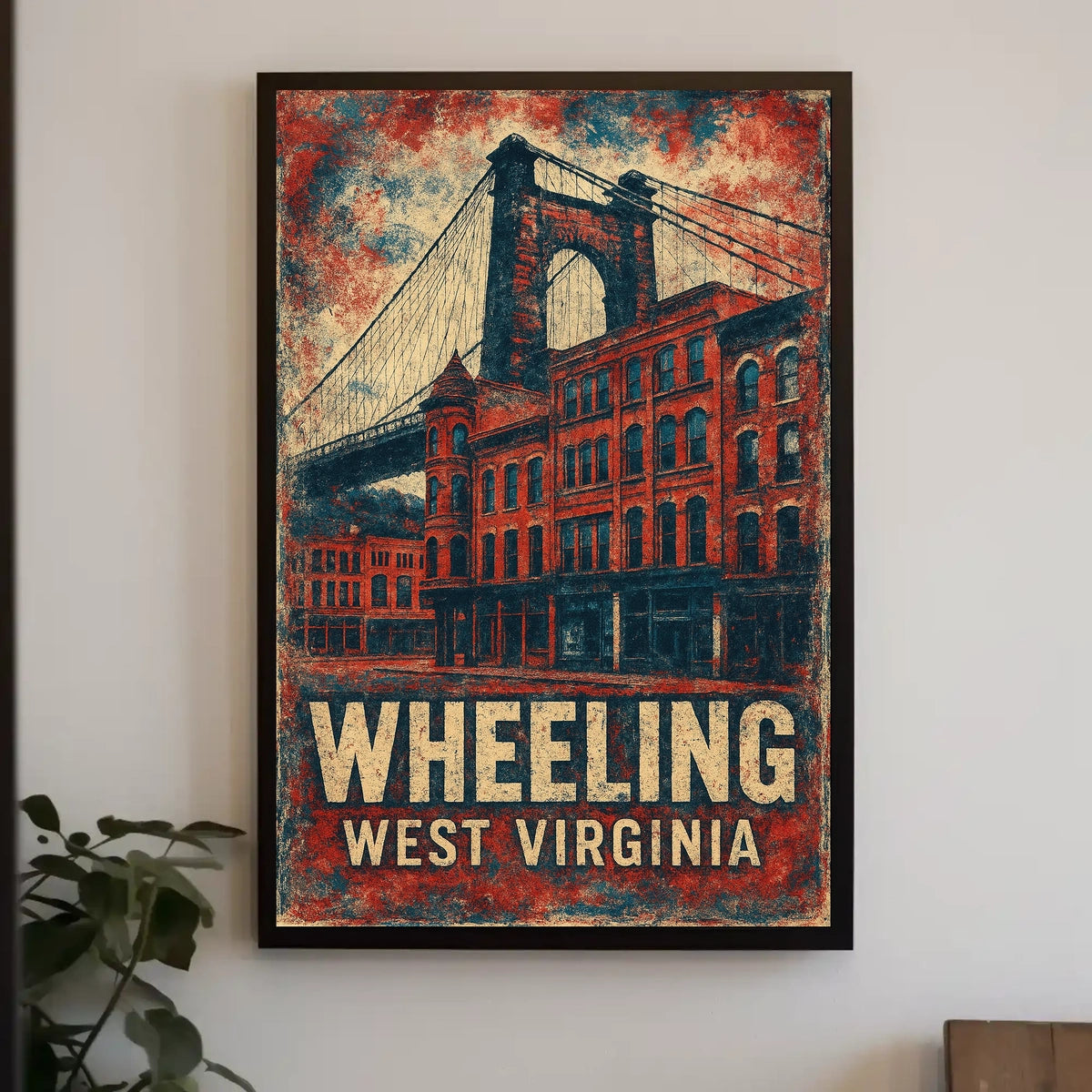 Wheeling Suspension Bridge Vintage Art Nostalgic Poster