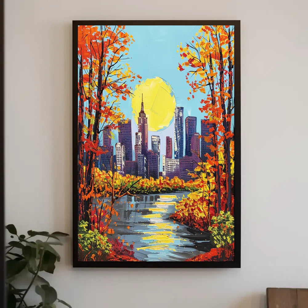 Autumn Cityscape Poster: Vibrant Urban Art Print