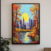Autumn Cityscape Poster: Vibrant Urban Art Print