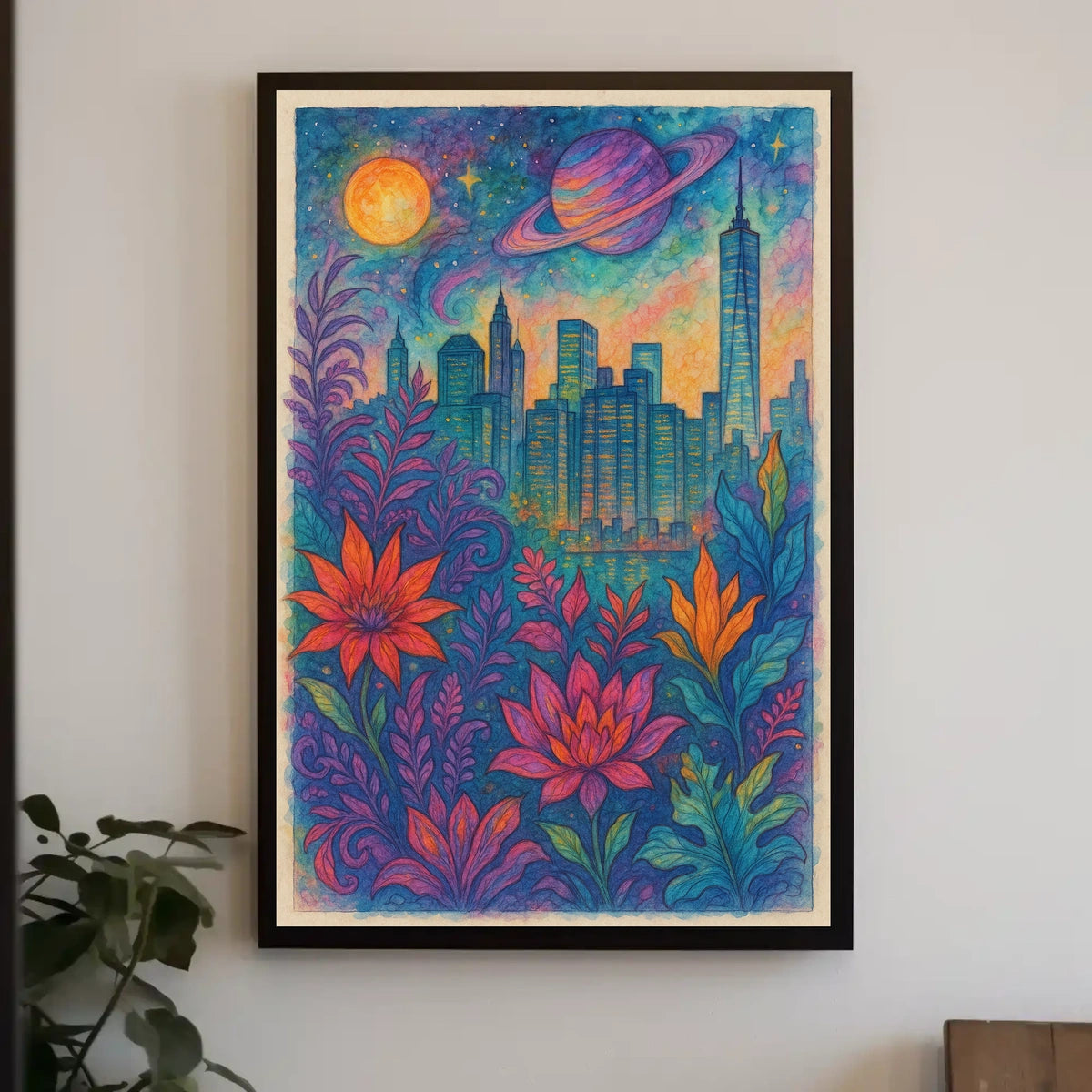 Cosmic Cityscape Poster