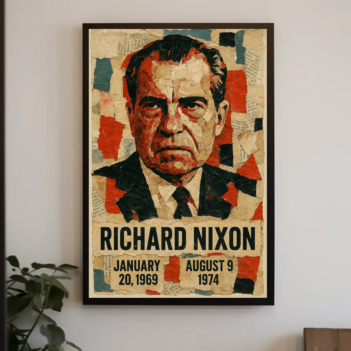 Richard Nixon 37th President of the United States Layered paper Collage Poster