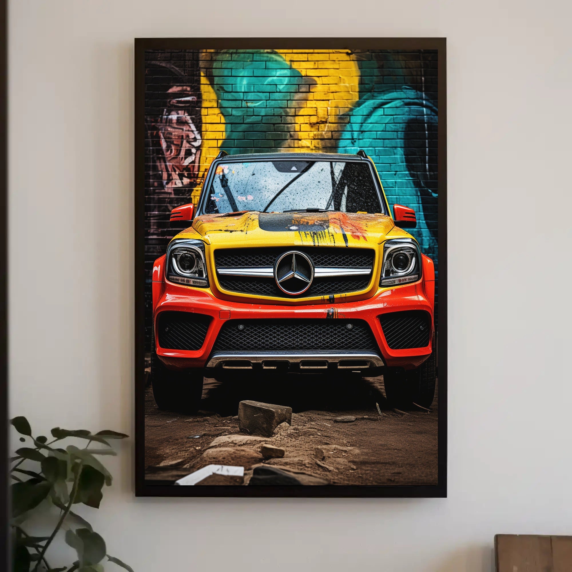 Luxury Meets Urban Art: Vibrant Mercedes-Benz SUV Poster