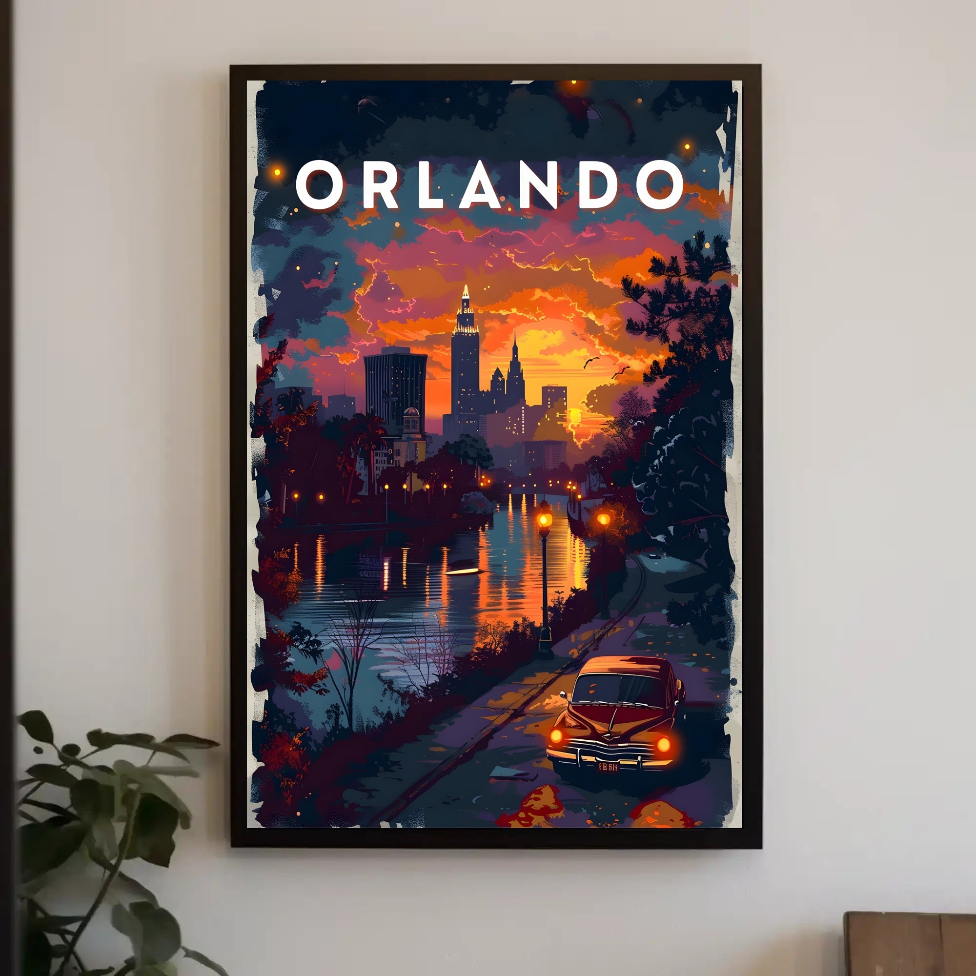 Orlando Sunset Skyline Poster