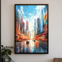 Futuristic Cityscape with Dynamic Lines Sci-Fi Poster