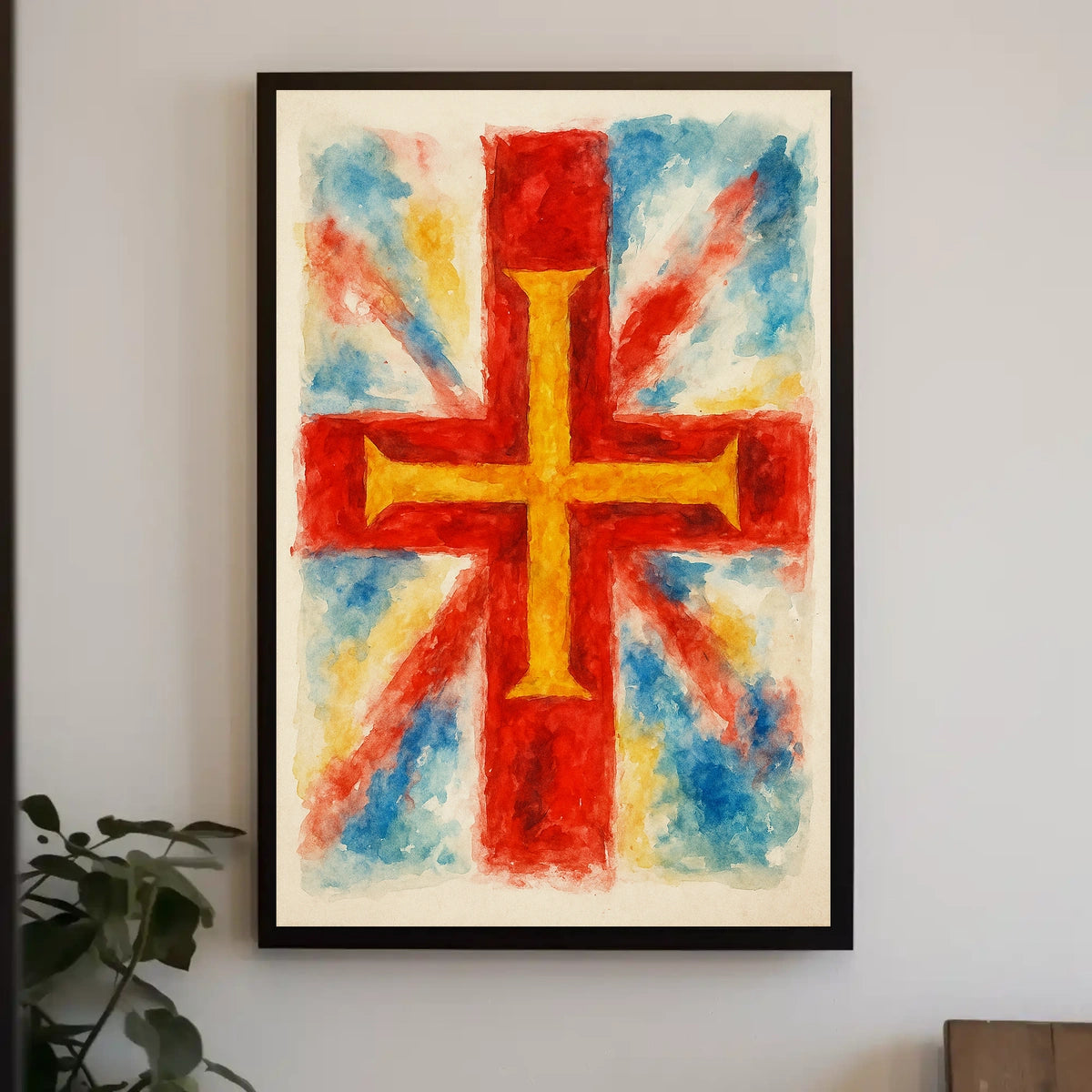 Vibrant Cross And Flag Poster