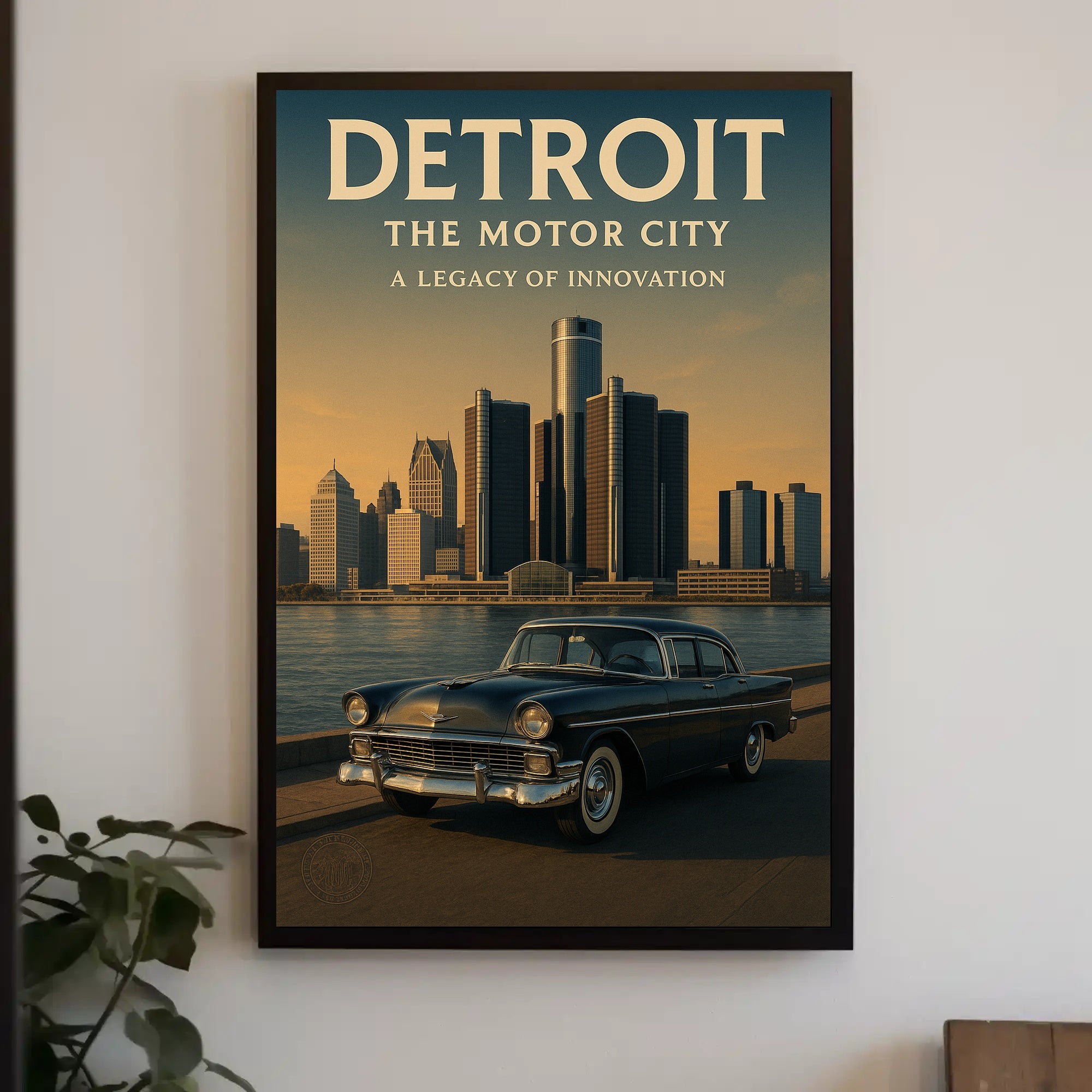 Detroit The Motor City Vintage Poster PosterGoat