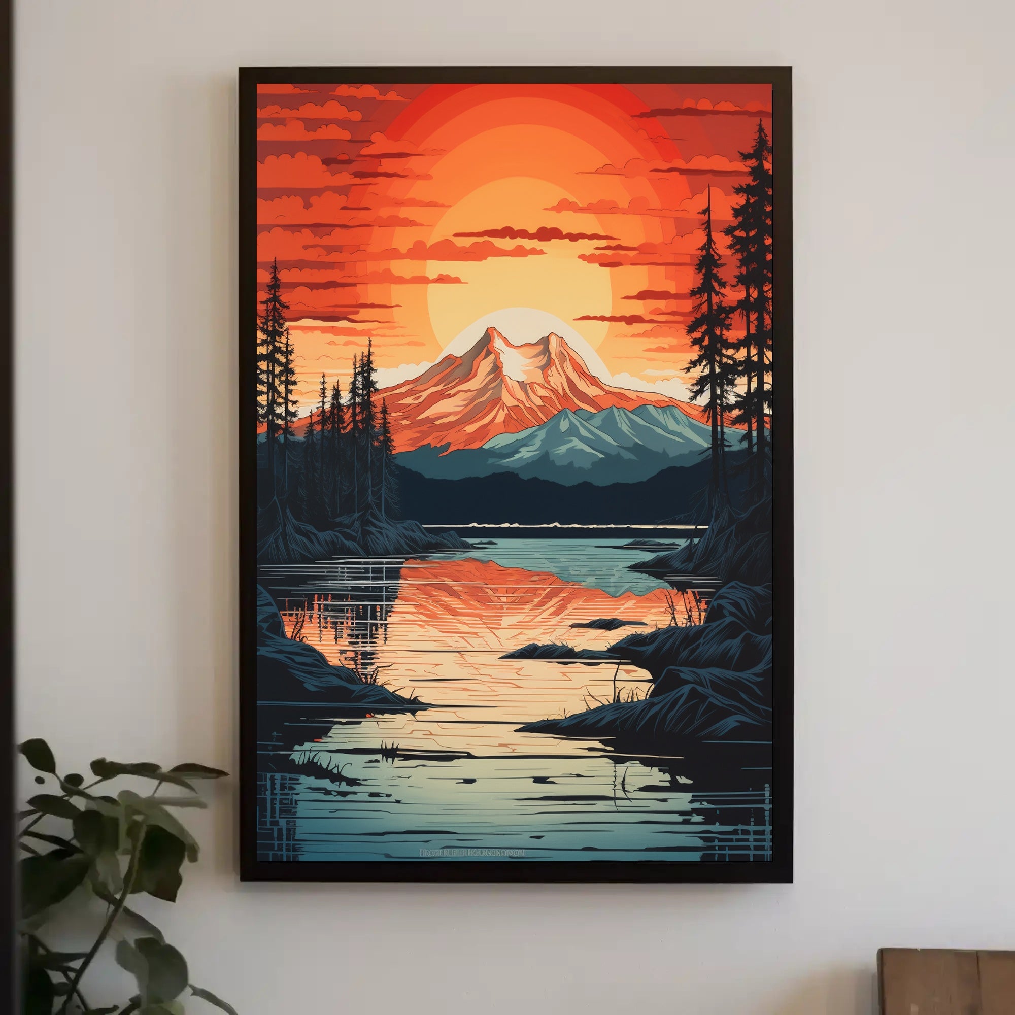 Serene Mountain Sunset Poster PosterGoat