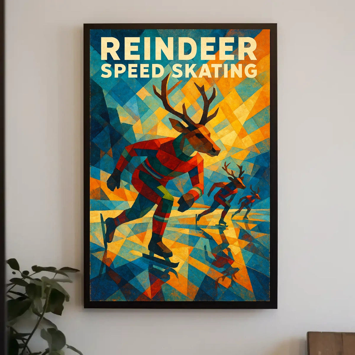 Reindeer Speed Skating Poster