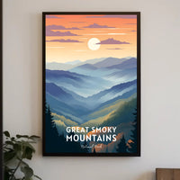 Great Smoky Mountains Landscape Poster Vintage Print
