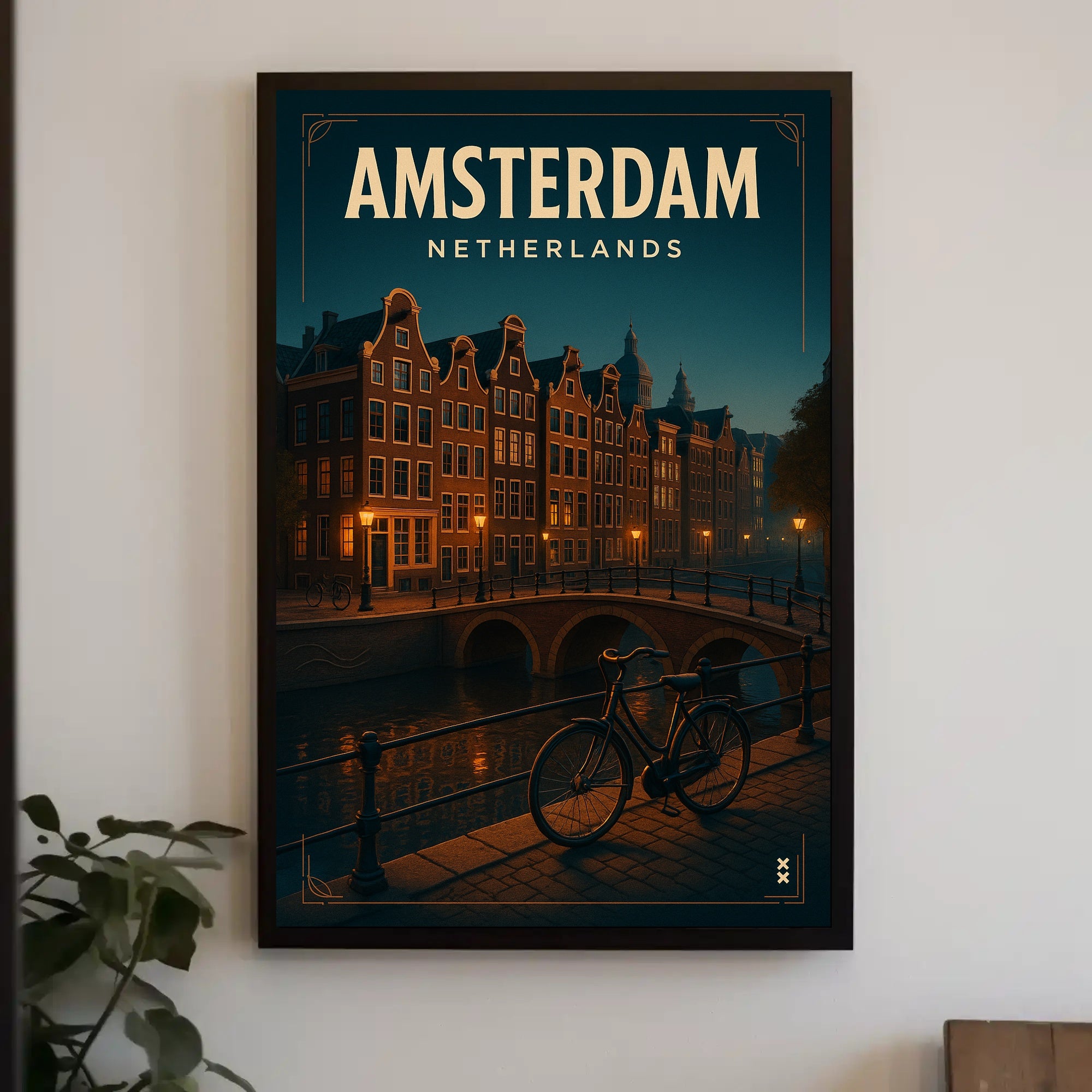 Serene Amsterdam Evening Travel Poster PosterGoat