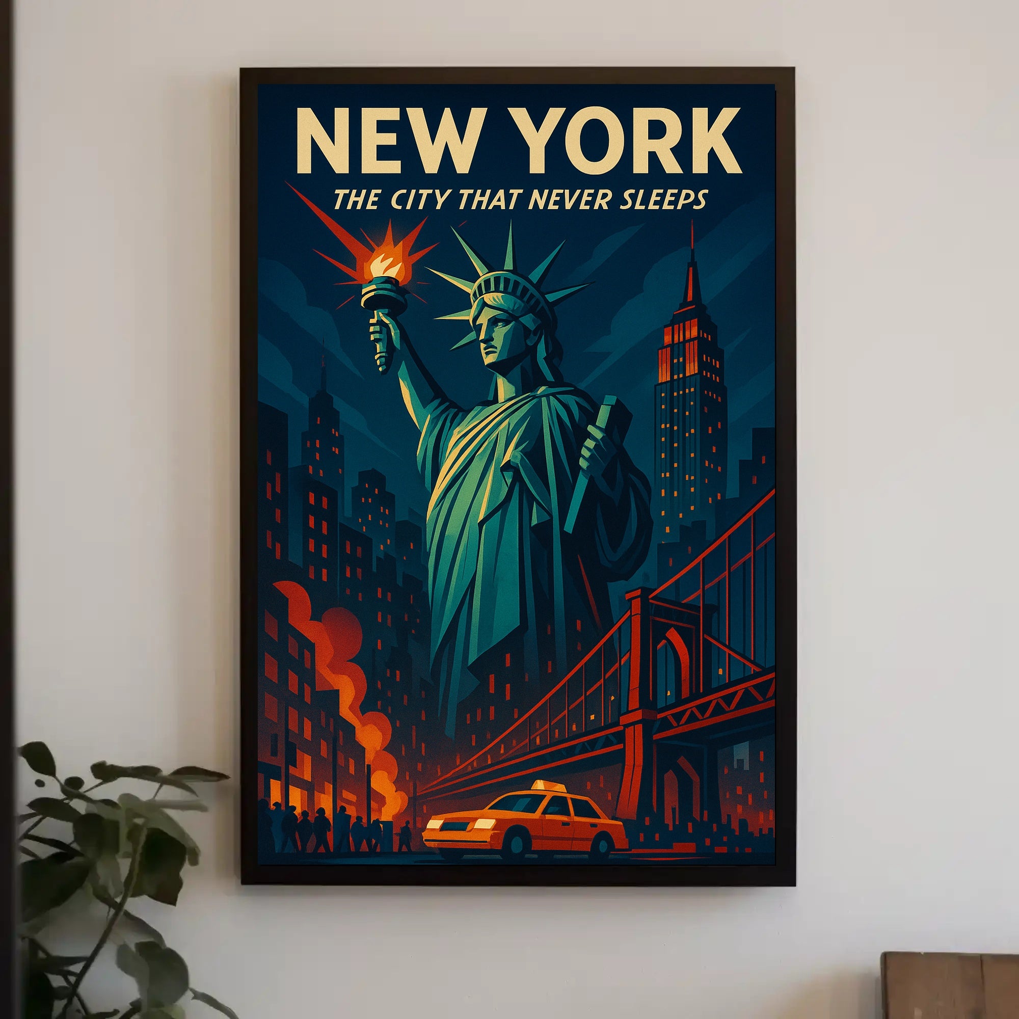 New York Skyline Vintage Travel Poster