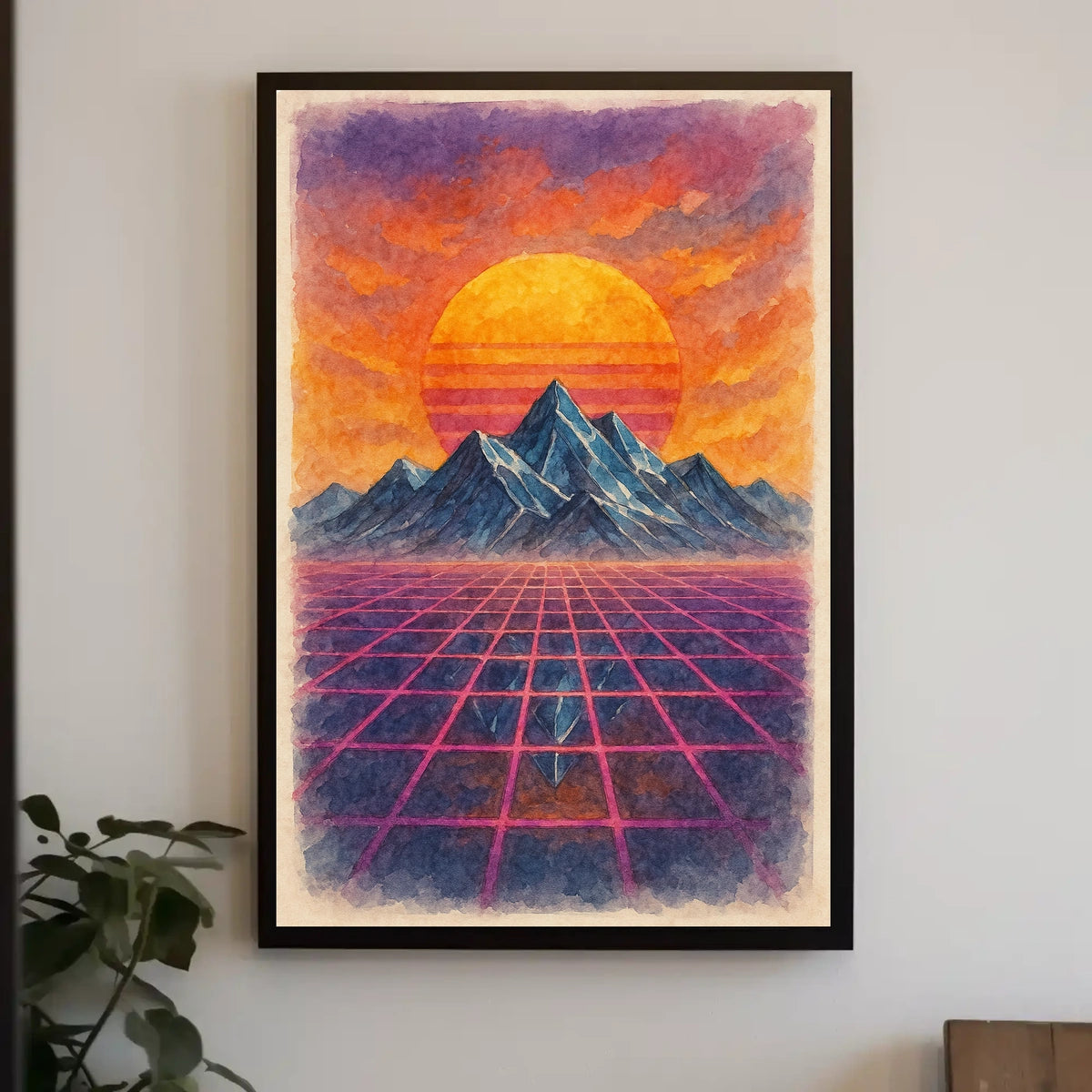 Retro-Futuristic Sunset in Dreamscape - Futuristic Sci-Fi Poster