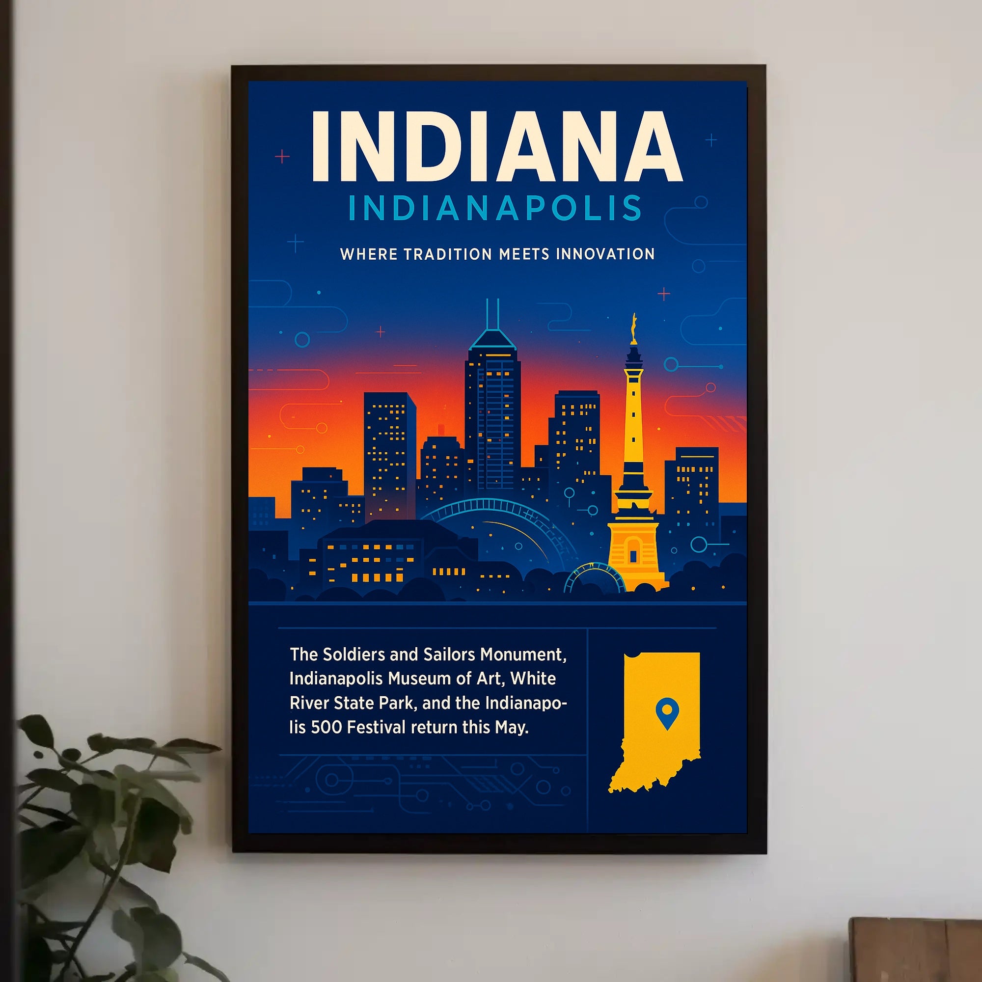 Indianapolis Skyline Travel Poster PosterGoat