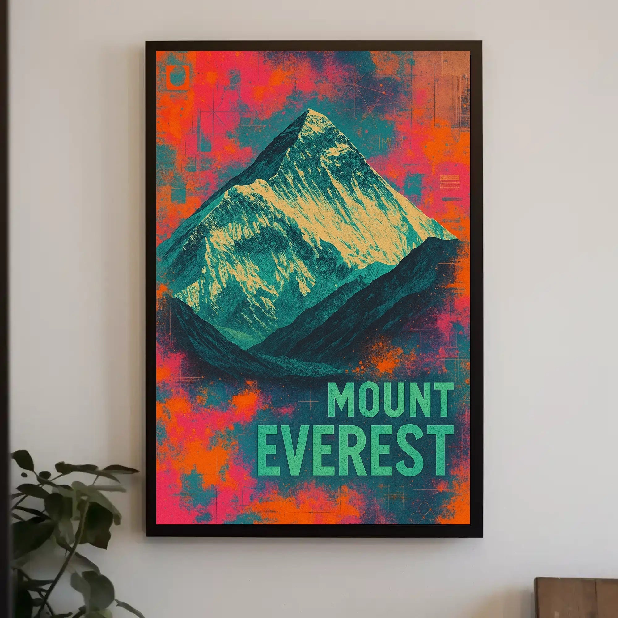 Mount Everest Abstract Art, Vibrant Modern National Park Poster