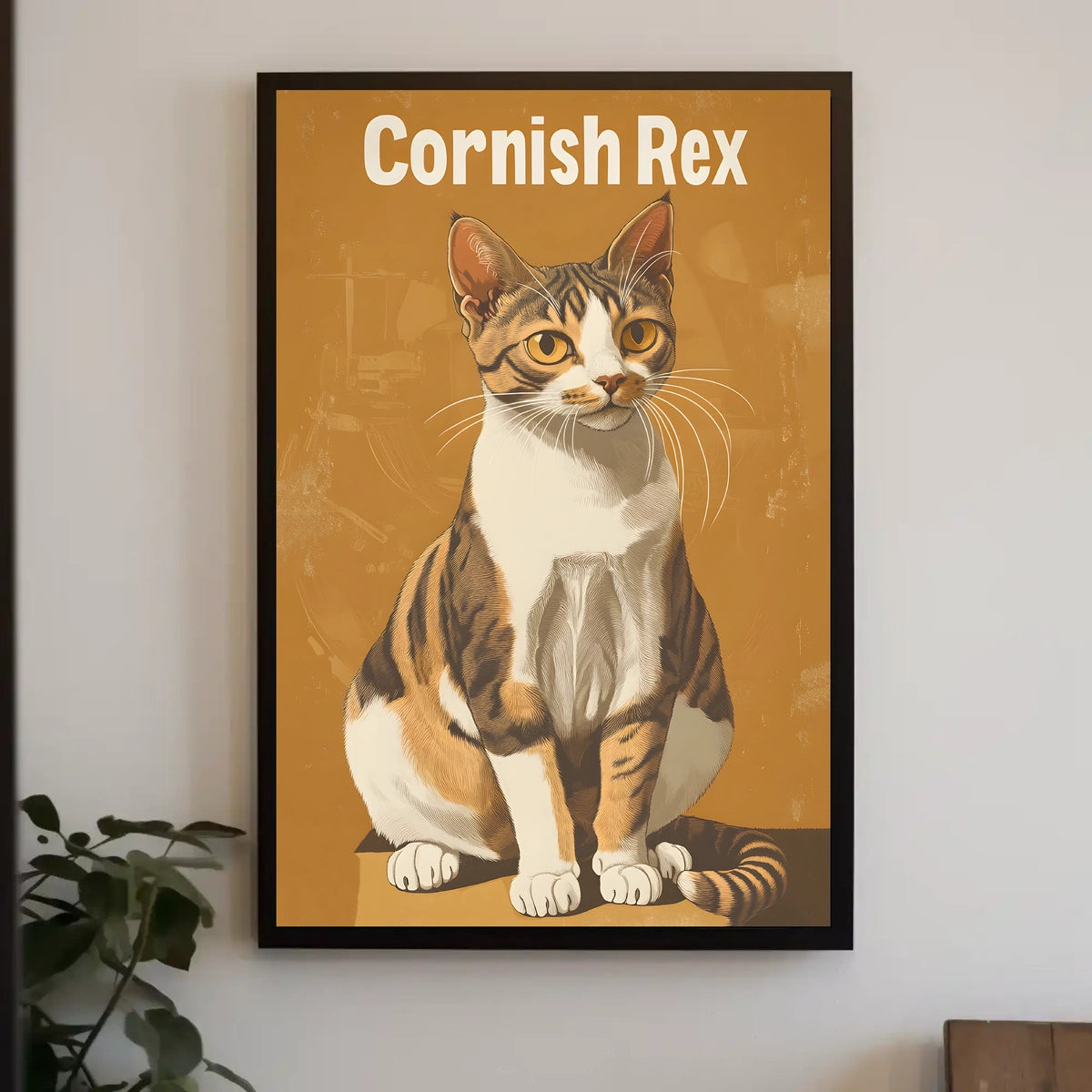 Cornish Rex Cat Portrait Digital Painting Wall Poster