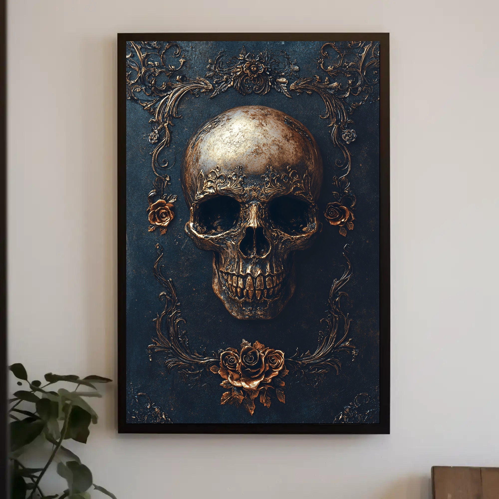 Ornate Skull And Roses Poster