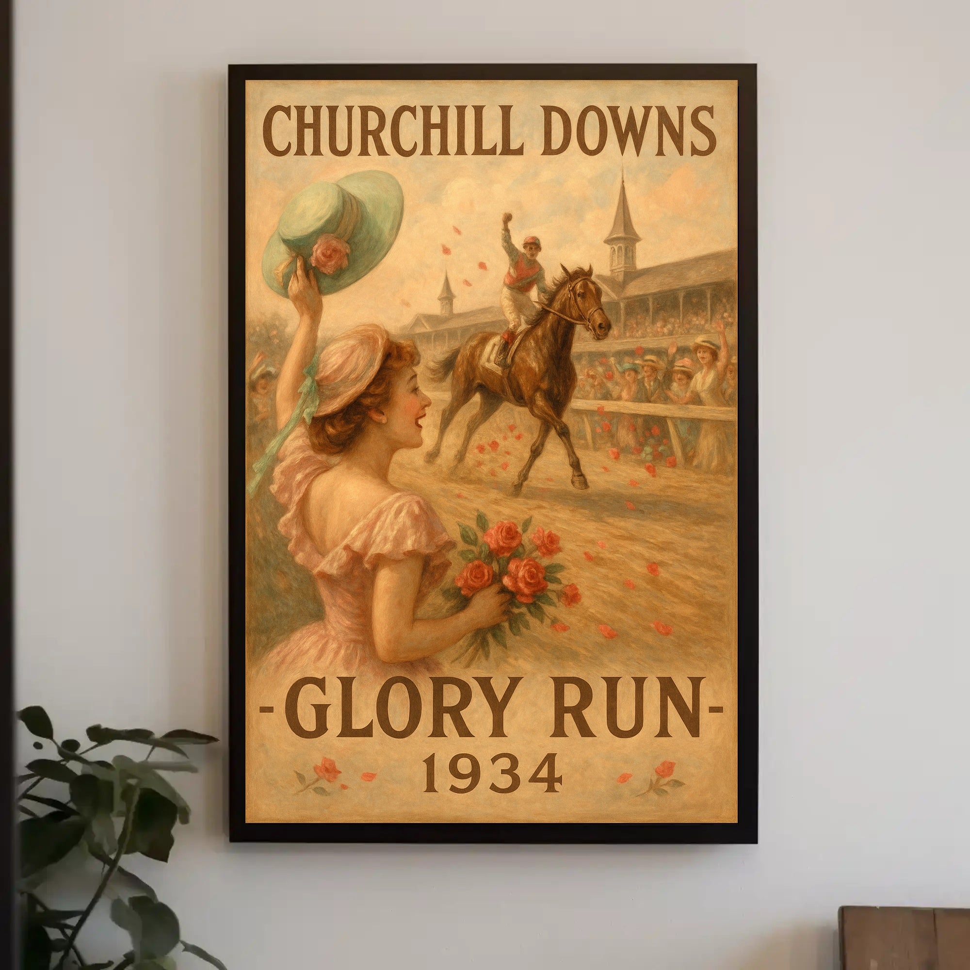 Churchill Downs Vintage Jockey Victory Sports Poster