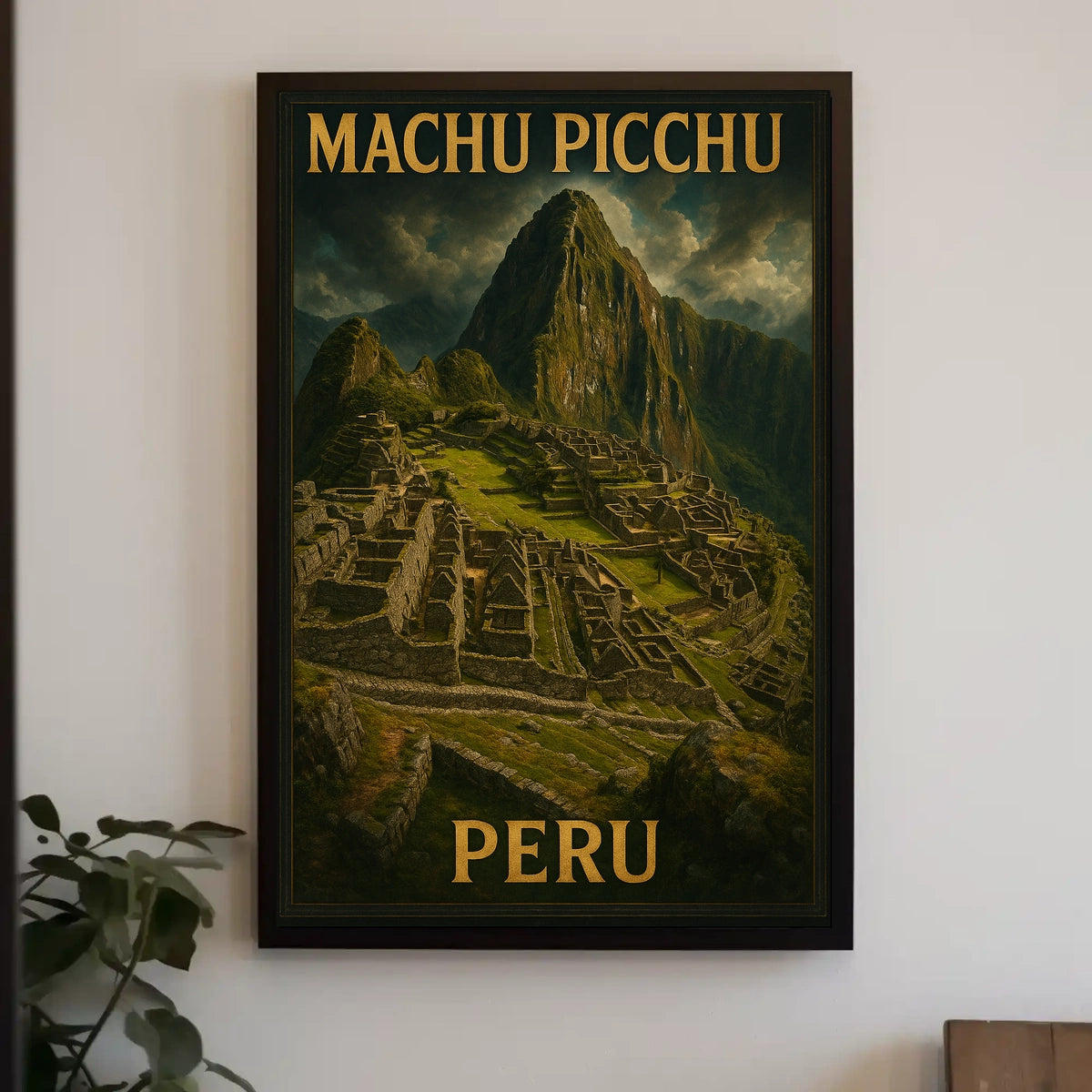 Machu Picchu Peru Travel Heritage Historic Inca Ruins Landscape Vintage Retro Typography Poster