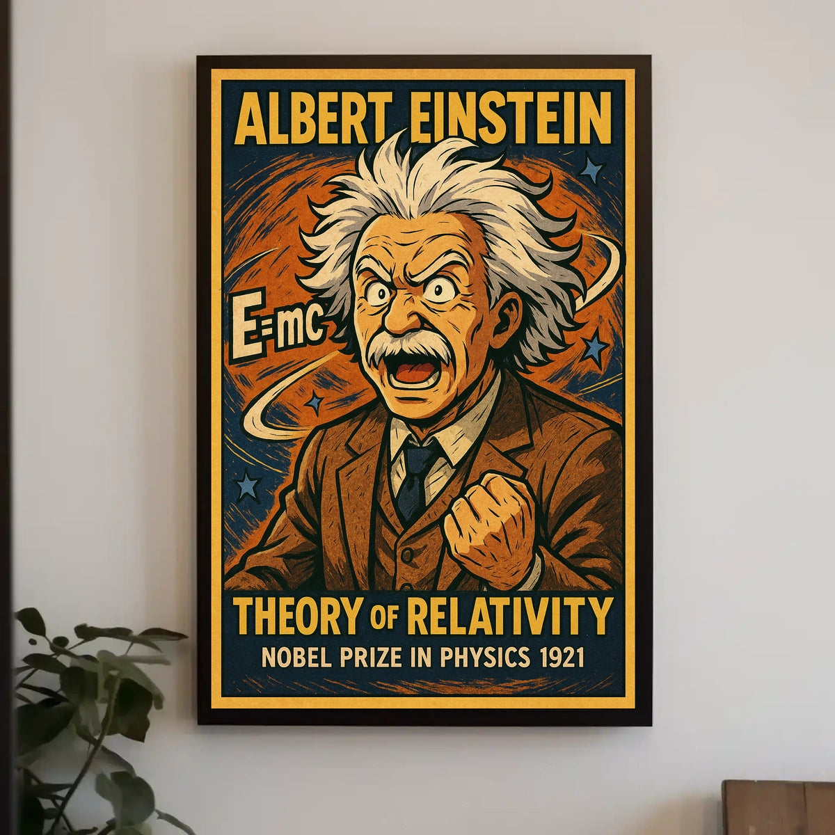 Curious Einstein Portrait Vintage Science Poster