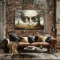 Surreal Landscape with Gigantic Face Futuristic Sci-Fi Poster