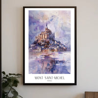 Mont Saint-Michel Watercolor Travel Art Poster PosterGoat