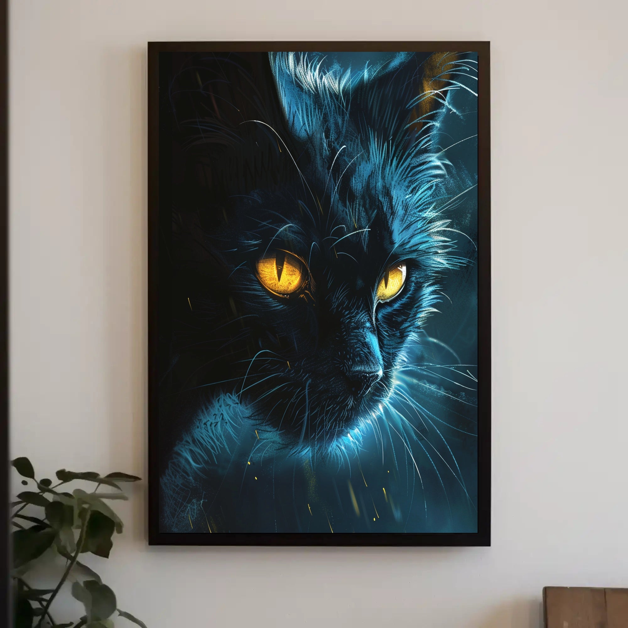 Enigmatic Feline Art Print Poster for Home Decor PosterGoat