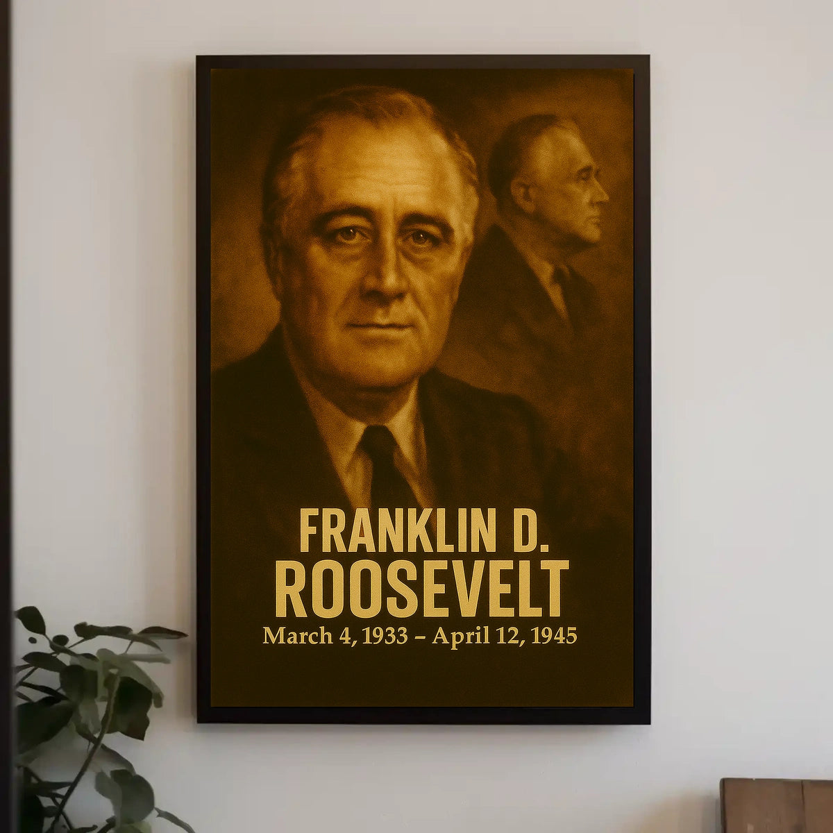 Franklin D Roosevelt Vintage Presidential Poster Analog Film Aesthetic Portrait Historical Wall Art Print