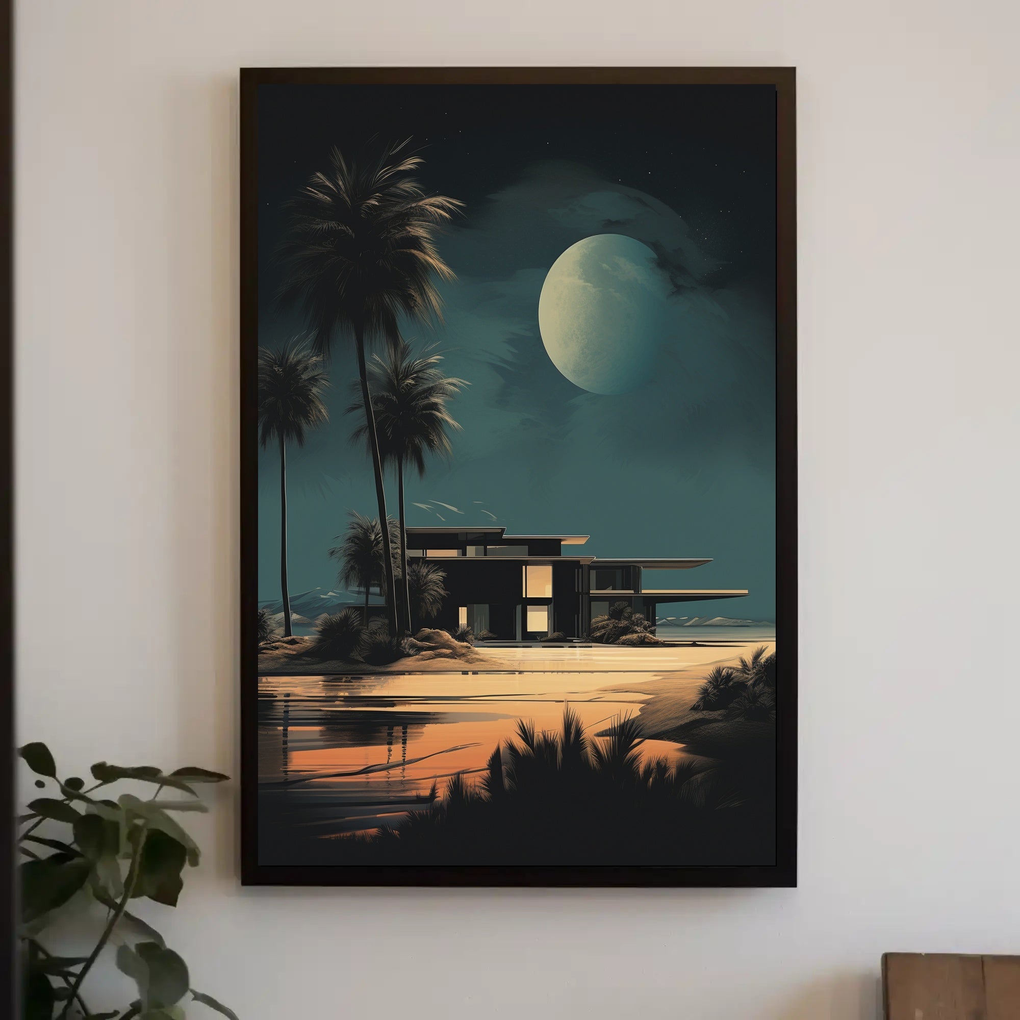 Moonlit Modern Oasis Modern Poster PosterGoat