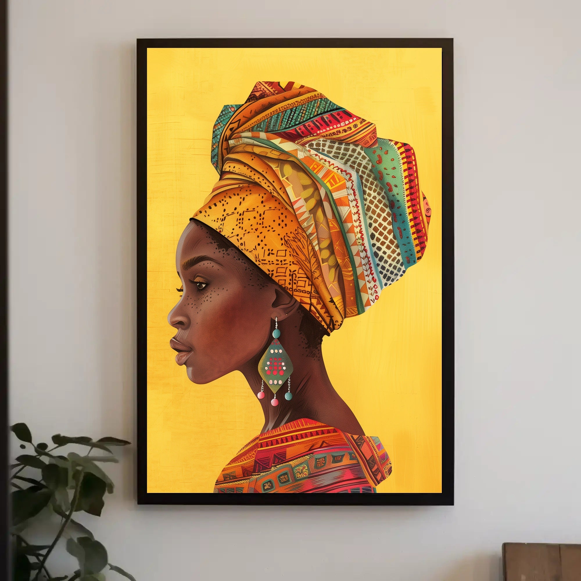 Vibrant African Woman Profile Cultural Heritage Poster