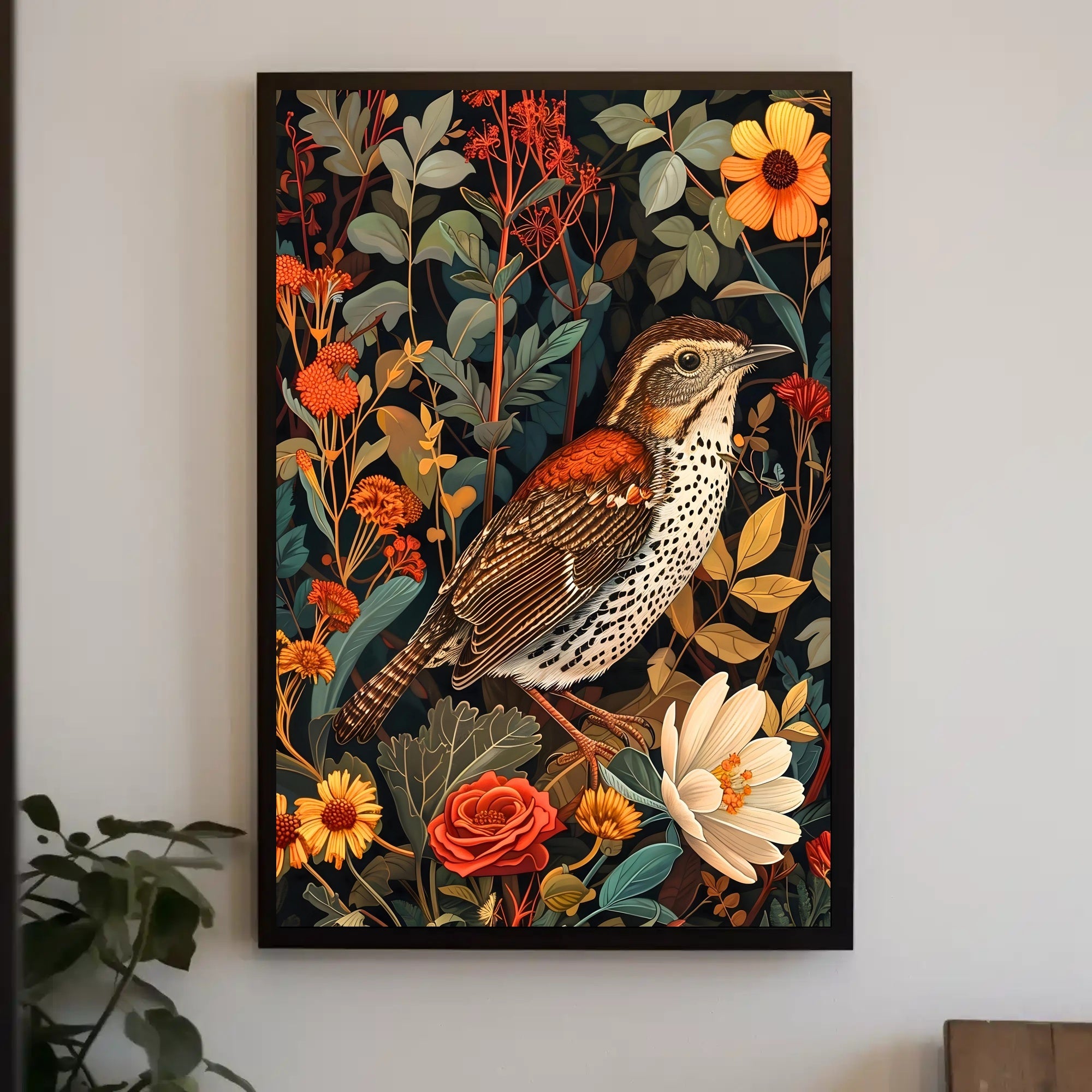 Nature's Harmony Wall Art Print with Bird Design