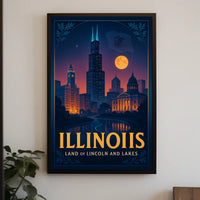 Illinois Land of Lincoln and Lakes Poster