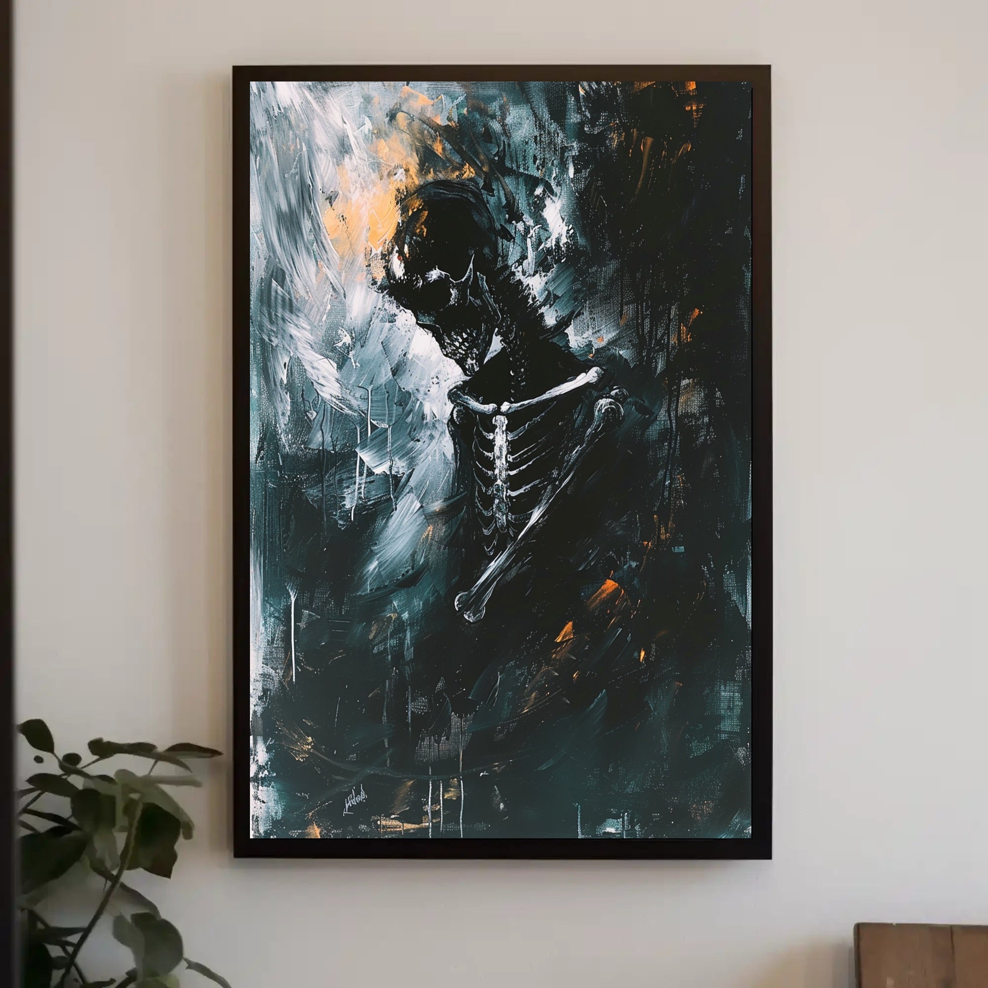 Ethereal Skeleton Abstract Art Poster: Dynamic Design PosterGoat