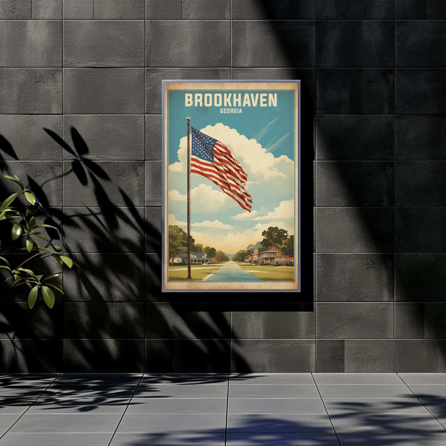 Brookhaven Georgia American Scene Art Vintage Travel Poster