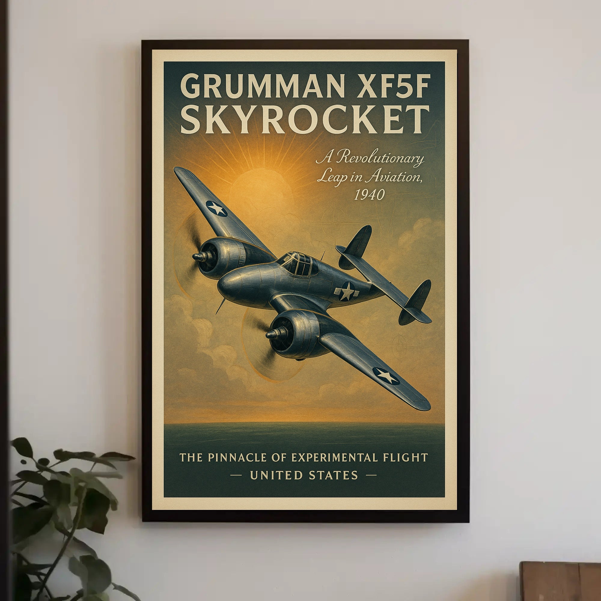 Grumman XF5F Skyrocket Vintage Aviation Poster