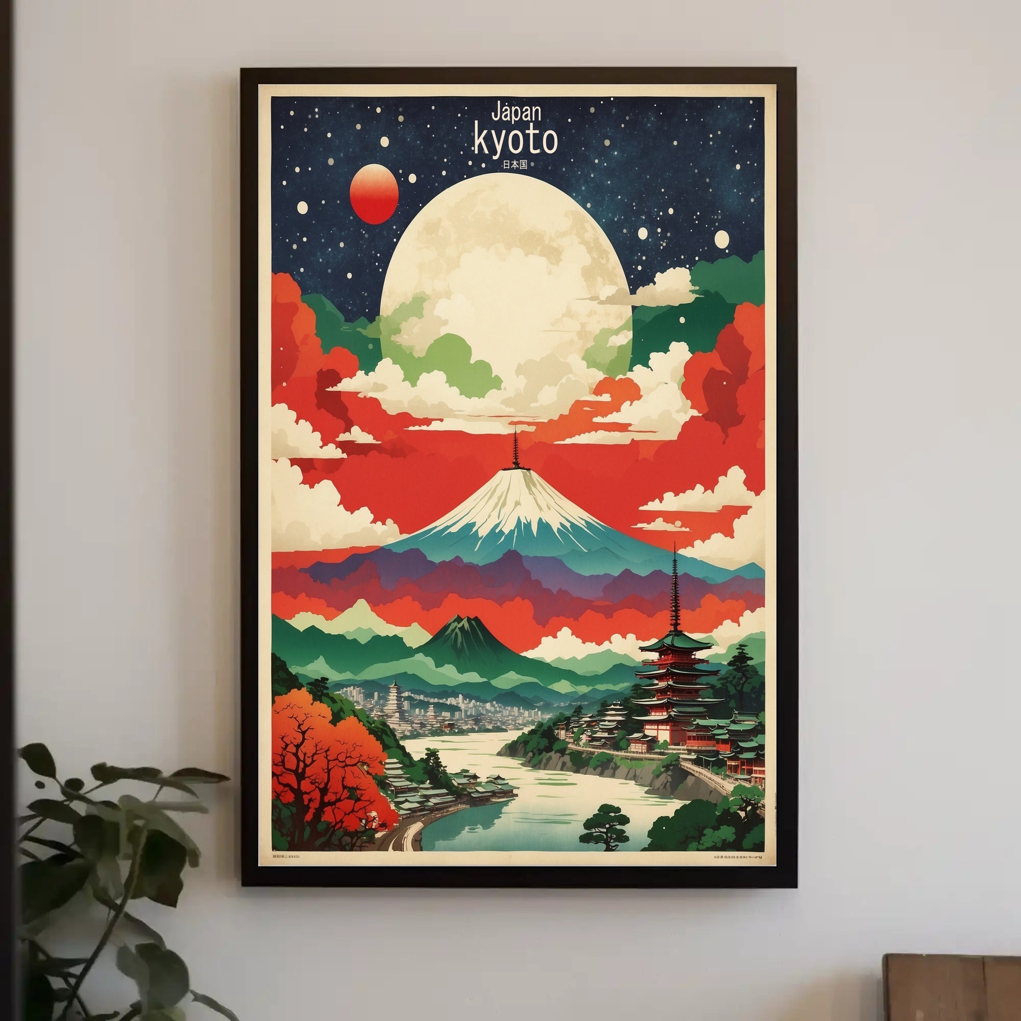 Kyoto Mount Fuji Vintage Travel Poster