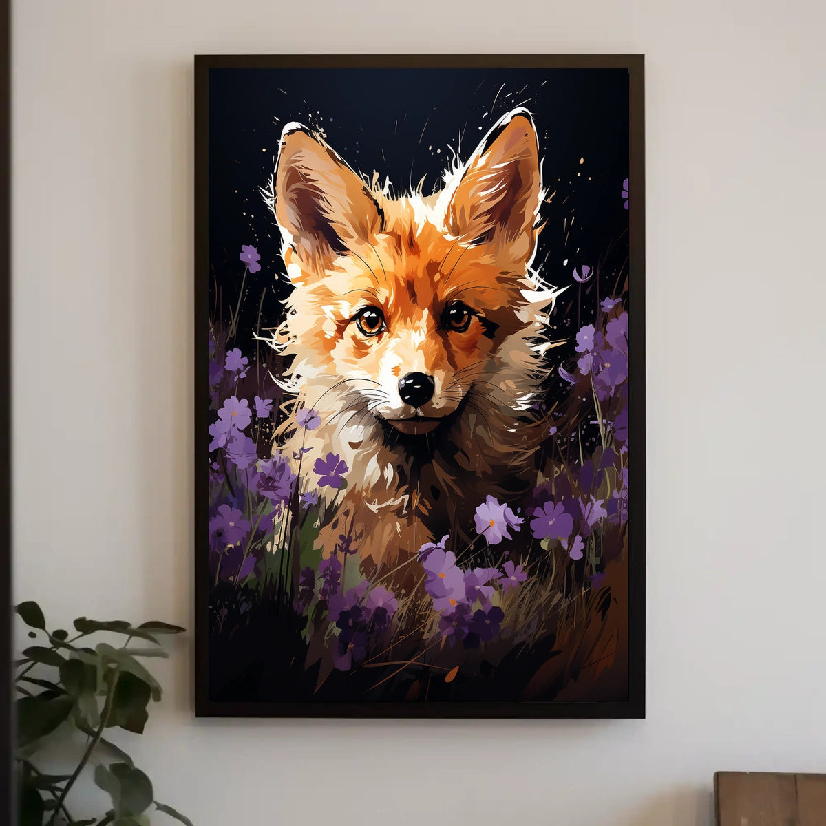 Vivid Fox in Enchanting Floral Wonderland Poster