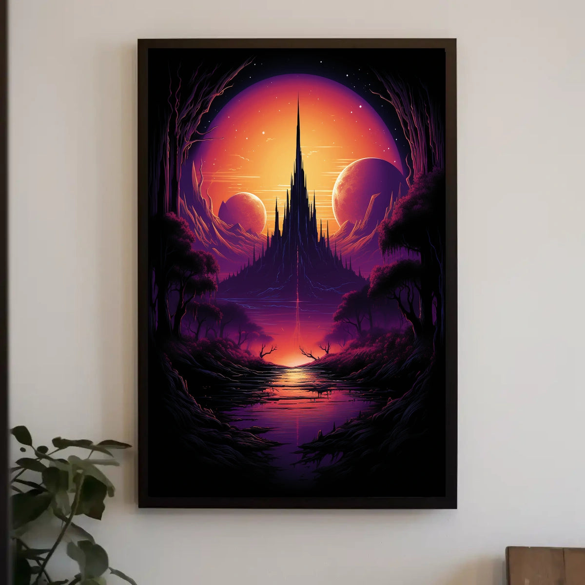 Epic Fantasy Castle in Surreal Cosmic Landscape