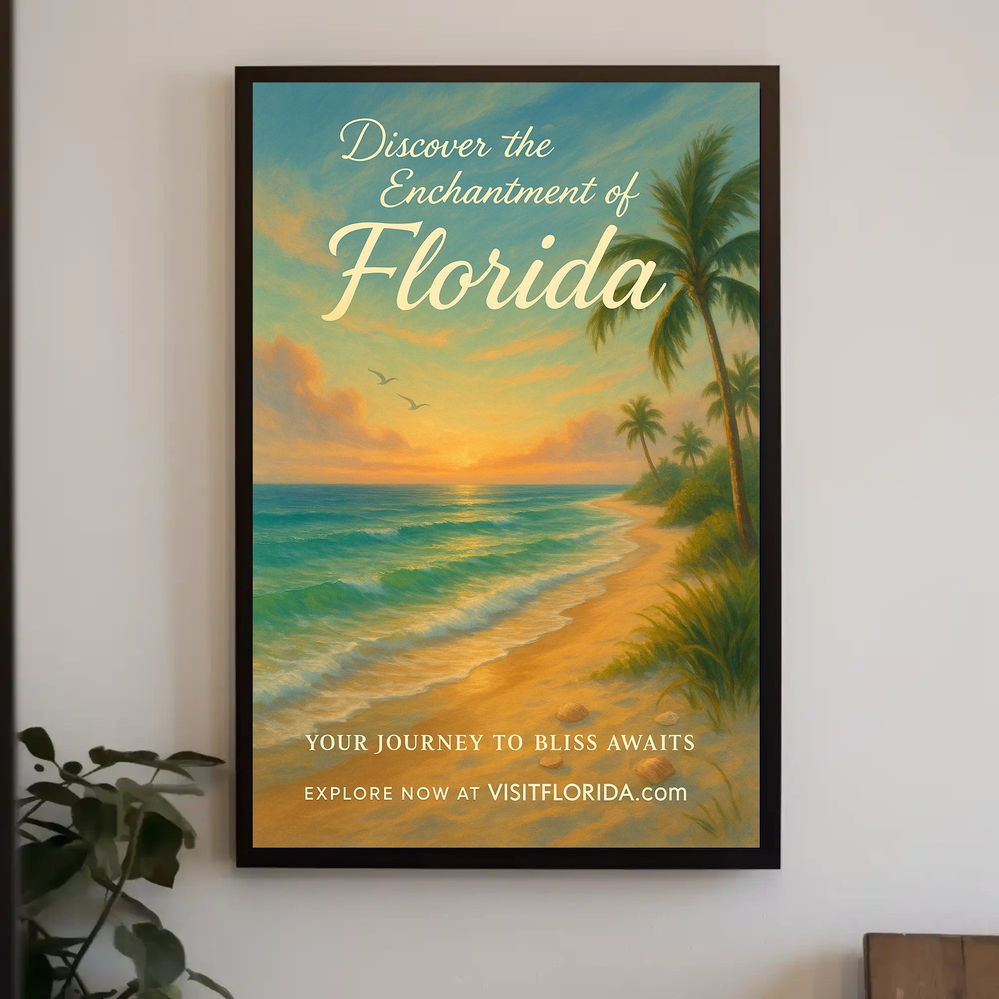 Florida Vintage Travel Poster Print Scenic Beach